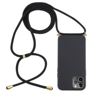 For iPhone 12 / 12 Pro Wheat TPU Protective Case with Lanyard(Black) (OEM)