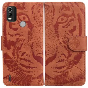 For Nokia C21 Plus Tiger Embossing Pattern Horizontal Flip Leather Phone Case(Brown) (OEM)