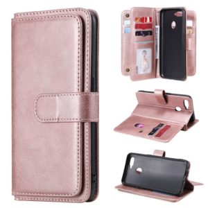 For OPPO A7 / A5s (AX5s) Multifunctional Magnetic Copper Buckle Horizontal Flip Solid Color Leather Case with 10 Card Slots & Wallet & Holder & Photo Frame(Rose Gold) (OEM)