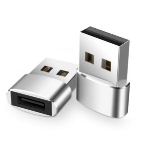 2 PCS USB-C / Type-C Female to USB 2.0 Male Adapter, Support Charging & Transmission(Silver) (OEM)