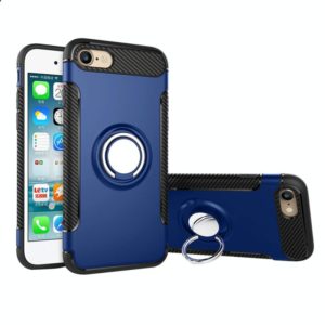 For iPhone 8 & 7 Phone Ring Armor TPU + PC 360 Degrees Rotation Magnetic Phone Ring Stent Combination Case(Blue) (OEM)
