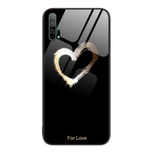 For Honor 20 Pro Colorful Painted Glass Phone Case(Black Love) (OEM)