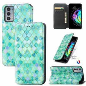 For Motorola Edge 20 Colorful Magnetic Horizontal Flip PU Leather Case with Holder & Card Slot & Wallet(Emerald) (OEM)