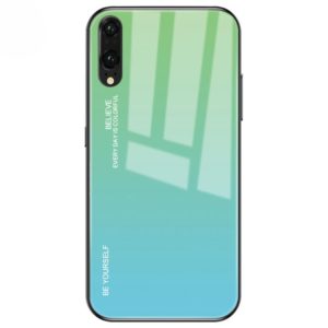 For Huawei P20 Gradient Color Glass Case(Sky Blue) (OEM)