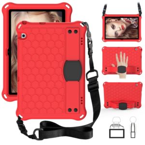 For Huawei Media M5 Lite 8.4/M6 8.4 Honeycomb Design EVA + PC Material Four Corner Anti Falling Flat Protective Shell With Strap(Red+Black) (OEM)