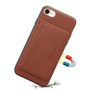 For iPhone 7 / 8 Denior V3 Luxury Car Cowhide Leather Protective Case with Holder & Card Slot(Brown) (Denior) (OEM)