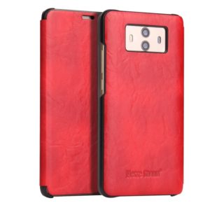 Fierre Shann Crazy Horse Texture Horizontal Flip PU Leather Case for Huawei Mate 10, with Smart View Window & Sleep Wake-up Function (Red) (OEM)