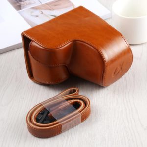 Full Body Camera PU Leather Case Bag with Strap for Sony A6400 / ILCE-A6400 (Brown) (OEM)