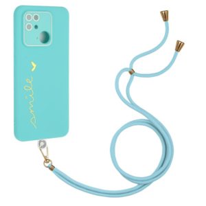 For Xiaomi Redmi 10C Gilding Line TPU Phone Case with Strap(Light Blue) (OEM)