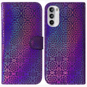 For Motorola Moto G52 Colorful Magnetic Buckle Leather Phone Case(Purple) (OEM)