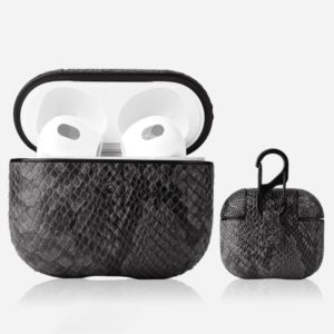 Snakeskin Texture Earphone Protective Case with Hang Buckle For AirPods 3(Dark Gray) (OEM)