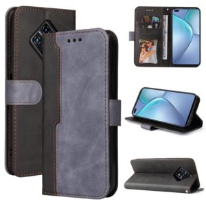 For Infinix Zero 8 Business Stitching-Color Horizontal Flip PU Leather Case with Holder & Card Slots & Photo Frame(Grey) (OEM)