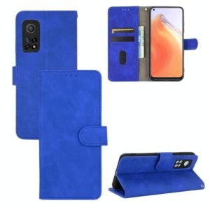 For Xiaomi Mi 10T Solid Color Skin Feel Magnetic Buckle Horizontal Flip Calf Texture PU Leather Case with Holder & Card Slots & Wallet(Blue) (OEM)