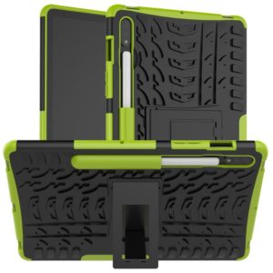For Samsung Galaxy Tab S8 / Galaxy Tab S7 T870 / T875 Tire Texture Shockproof TPU+PC Protective Case with Holder(Green) (OEM)