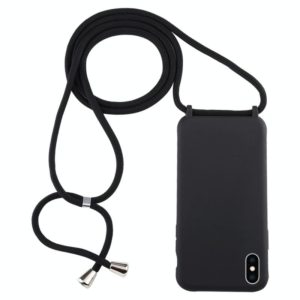 For iPhone XS Max Candy Color TPU Protective Case with Lanyard(Black) (OEM)