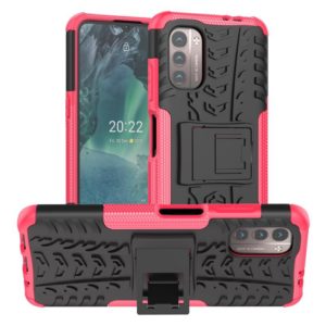For Nokia G21 4G Tire Texture TPU + PC Phone Case with Holder(Pink) (OEM)