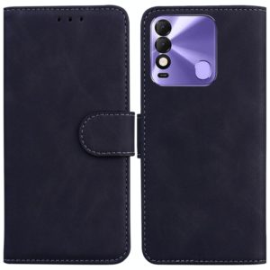 For Tecno Spark 8 / 8T Skin Feel Pure Color Flip Leather Phone Case(Black) (OEM)