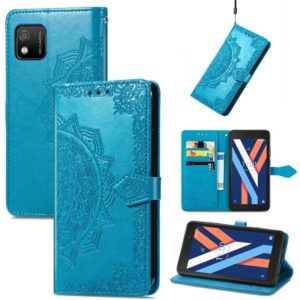 For Wiko Y52 Mandala Flower Embossed Flip Leather Phone Case(Blue) (OEM)