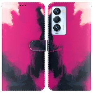 For Tecno Camon 18 Premier Watercolor Pattern Horizontal Flip Leather Phone Case(Berry Color) (OEM)