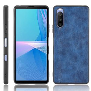 For Sony Xperia 10 III Shockproof Sewing Cow Pattern Skin PC + PU + TPU Case(Blue) (OEM)