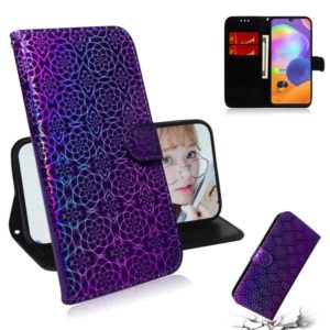 For Galaxy A31 Solid Color Colorful Magnetic Buckle Horizontal Flip PU Leather Case with Holder & Card Slots & Wallet & Lanyard(Purple) (OEM)