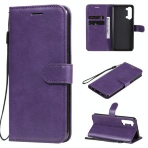 For Oppo Reno3 5G / Find X2 Lite Solid Color Horizontal Flip Protective Leather Case with Holder & Card Slots & Wallet & Photo Frame & Lanyard(Purple) (OEM)