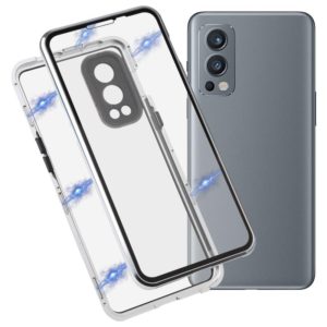 For OnePlus Nord 2 5G Full Cover Magnetic Metal Tempered Glass Phone Case(Silver) (OEM)