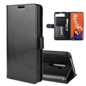 For OPPO RENO2 R64 Texture Single Fold Horizontal Flip Leather Case with Holder & Card Slots & Wallet(Black) (OEM)