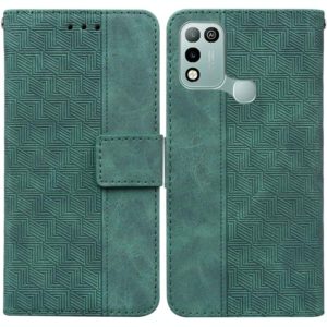 For Infinix Hot 10 Play / Smart 5 India Geometric Embossed Leather Phone Case(Green) (OEM)