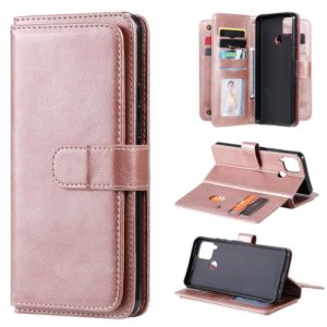 For OPPO Realme C15 Multifunctional Magnetic Copper Buckle Horizontal Flip Solid Color Leather Case with 10 Card Slots & Wallet & Holder & Photo Frame(Rose Gold) (OEM)