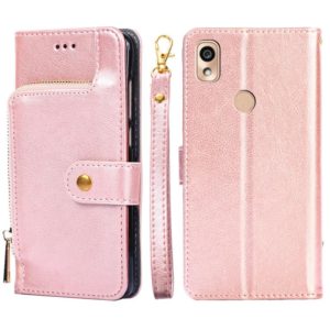 For Kyocera KY-51B Zipper Bag Leather Phone Case(Rose Gold) (OEM)