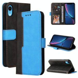 For iPhone XS Max Business Stitching-Color Horizontal Flip PU Leather Case with Holder & Card Slots & Photo Frame(Blue) (OEM)