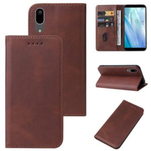 For Sharp Aquos Sense 3 Basic Magnetic Closure Leather Phone Case(Brown) (OEM)