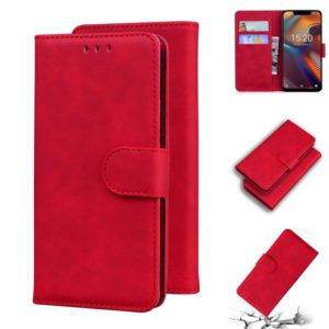 For UMIDIGI A3/A3 Pro Skin Feel Pure Color Flip Leather Phone Case(Red) (OEM)