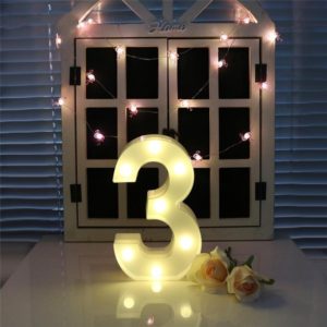 Digit 3 Shape Decoration Light, Dry Battery Powered Warm White Standing Hanging Holiday Light (OEM)