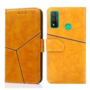 For Huawei P smart 2020 Geometric Stitching Horizontal Flip TPU + PU Leather Case with Holder & Card Slots & Wallet(Yellow) (OEM)