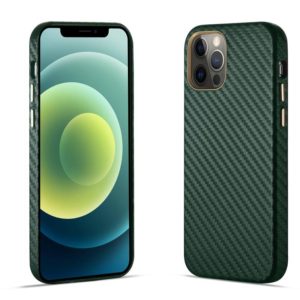 For iPhone 12 Pro Carbon Fiber Leather Texture Kevlar Anti-fall Phone Protective Case(Green) (OEM)
