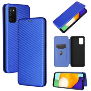 For Samsung Galaxy A03s Carbon Fiber Texture Horizontal Flip TPU + PC + PU Leather Case with Card Slot(Blue) (OEM)