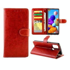 For Samsung Galaxy A21S Crazy Horse Texture Leather Horizontal Flip Protective Case with Holder & Card Slots & Wallet & Photo Frame(Brown) (OEM)