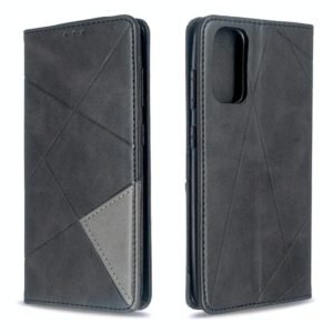 For Galaxy S20 Rhombus Texture Horizontal Flip Magnetic Leather Case with Holder & Card Slots(Black) (OEM)