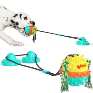 Pet Supplies Powerful Suckers Dog Toys Molar Teeth Biting Balls Dog Biting Cotton Rope Toys(Lake Blue) (OEM)