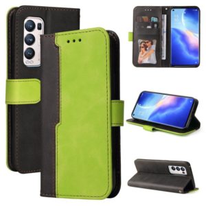 For OPPO Reno5 Pro+ 5G / Find X3 Neo Business Stitching-Color Horizontal Flip PU Leather Case with Holder & Card Slots & Photo Frame & Lanyard(Green) (OEM)