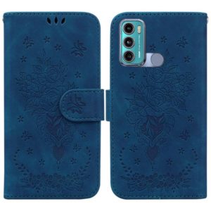 For Motorola Moto G60 / G40 Fusion Butterfly Rose Embossed Leather Phone Case(Blue) (OEM)