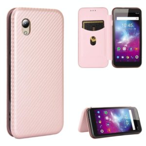 For ZTE Blade A3 Lite Carbon Fiber Texture Horizontal Flip TPU + PC + PU Leather Case with Card Slot(Pink) (OEM)