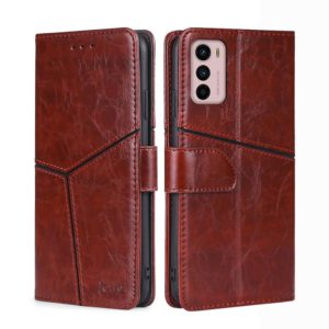 For Motorola Moto G42 4G Geometric Stitching Horizontal Flip Leather Phone Case(Dark Brown) (OEM)