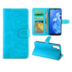 For OPPO A91/ F15(2020) Crazy Horse Texture Leather Horizontal Flip Protective Case with Holder & Card Slots & Wallet & Photo Frame(baby Blue) (OEM)