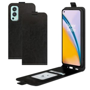 For OnePlus Nord 2 5G R64 Texture Single Vertical Flip Leather Protective Case with Card Slots & Photo Frame(Black) (OEM)