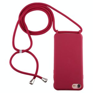 For iPhone 8 / 7 Candy Color TPU Protective Case with Lanyard(Red) (OEM)