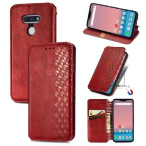 For LG Style3 L-41A Cubic Grid Pressed Horizontal Flip Magnetic PU Leather Case with Holder & Card Slots & Wallet(Red) (OEM)