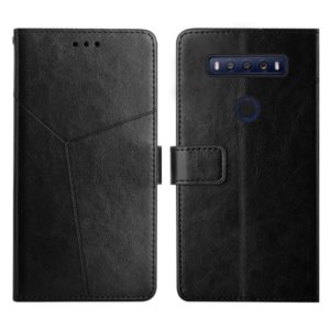 For TCL 10 SE Y Stitching Horizontal Flip Leather Phone Case(Black) (OEM)